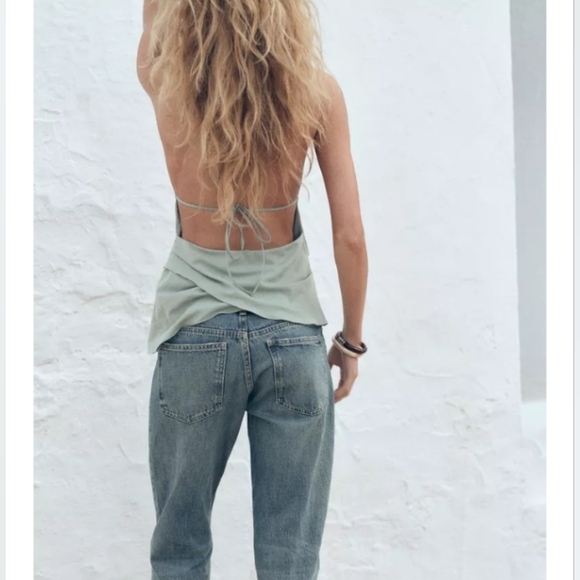 Zara Sage Green Crop Top - Picture 4 of 8